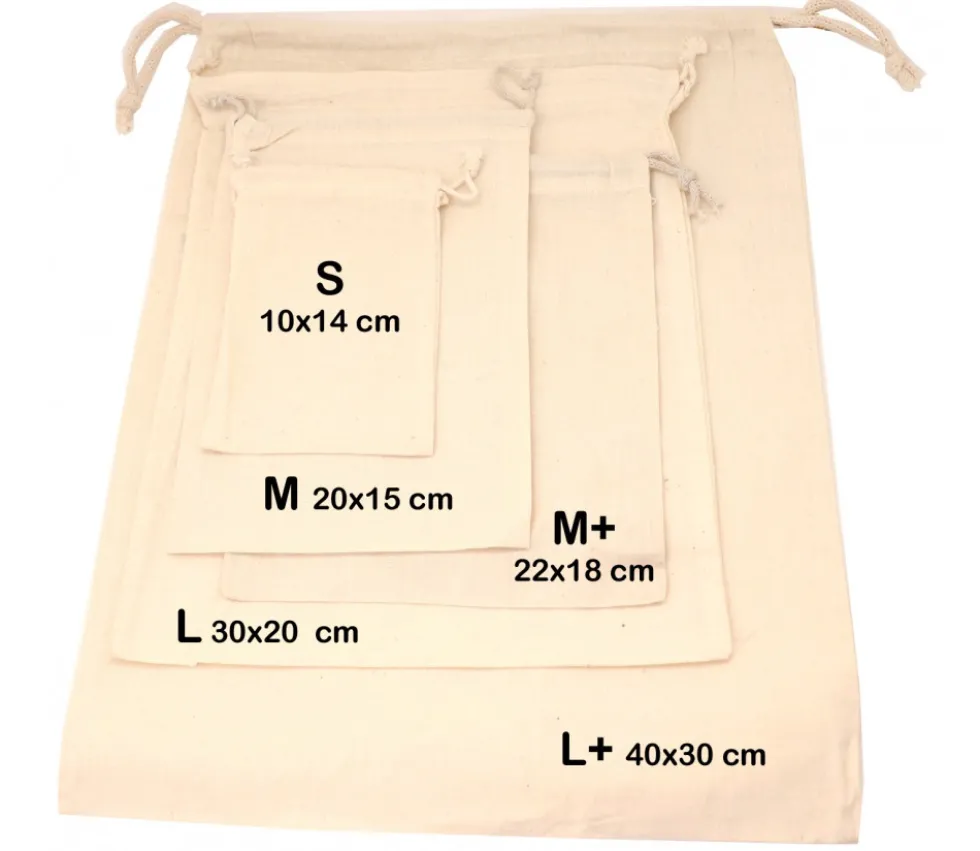 Sac tissu S 14 x 10 cm - sachet 100 % coton pour pions de jeux