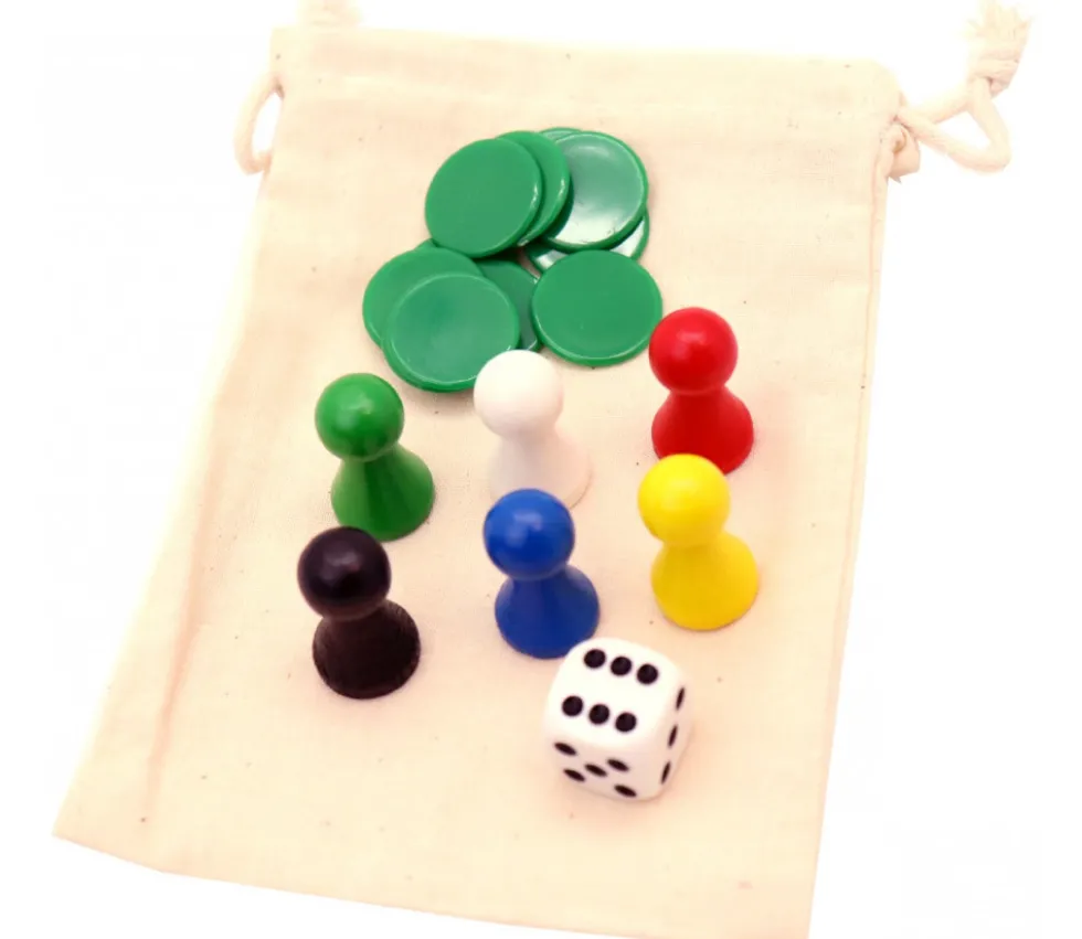Sac tissu S 14 x 10 cm - sachet 100 % coton pour pions de jeux