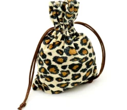 Sac velours effet léopard 17 x 12 cm marron noir
