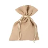 Sac velours 17 x 12 cm beige avec cordon