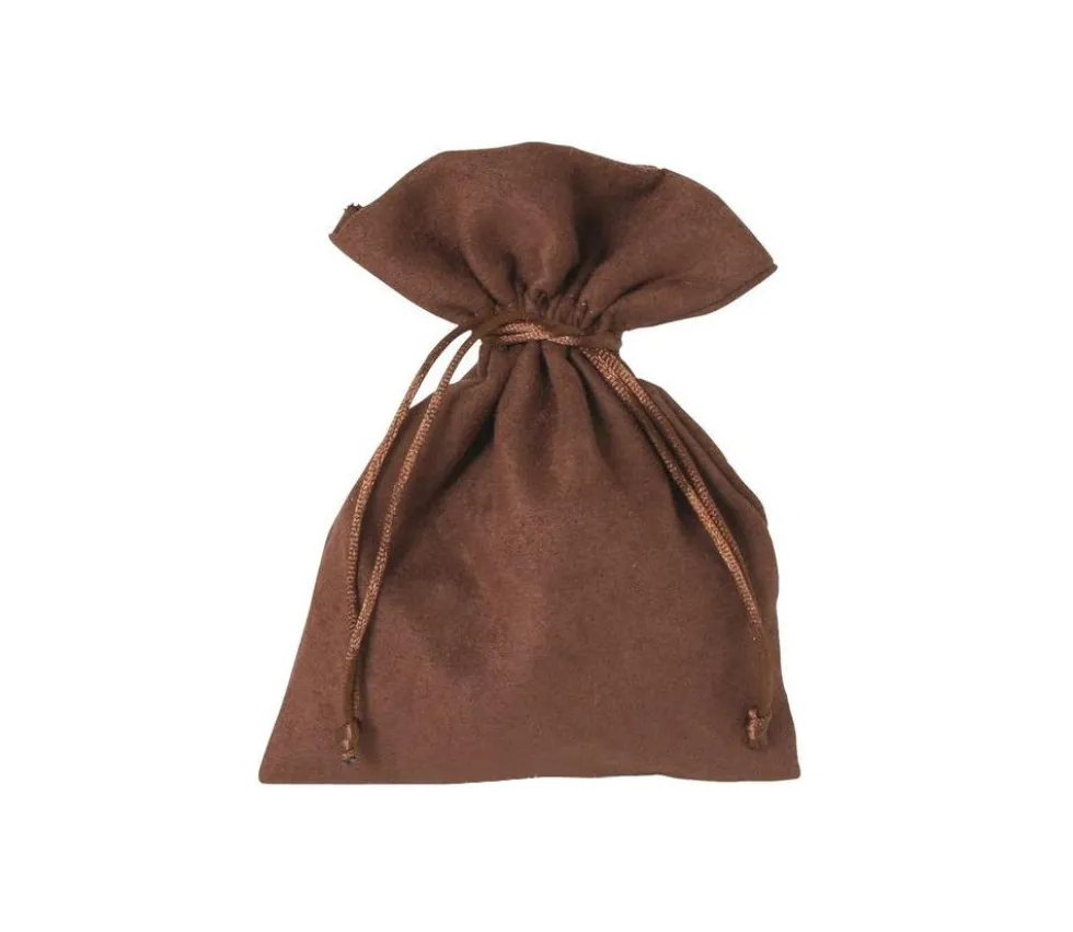 Sac velours 17 x 12 cm marron avec cordon