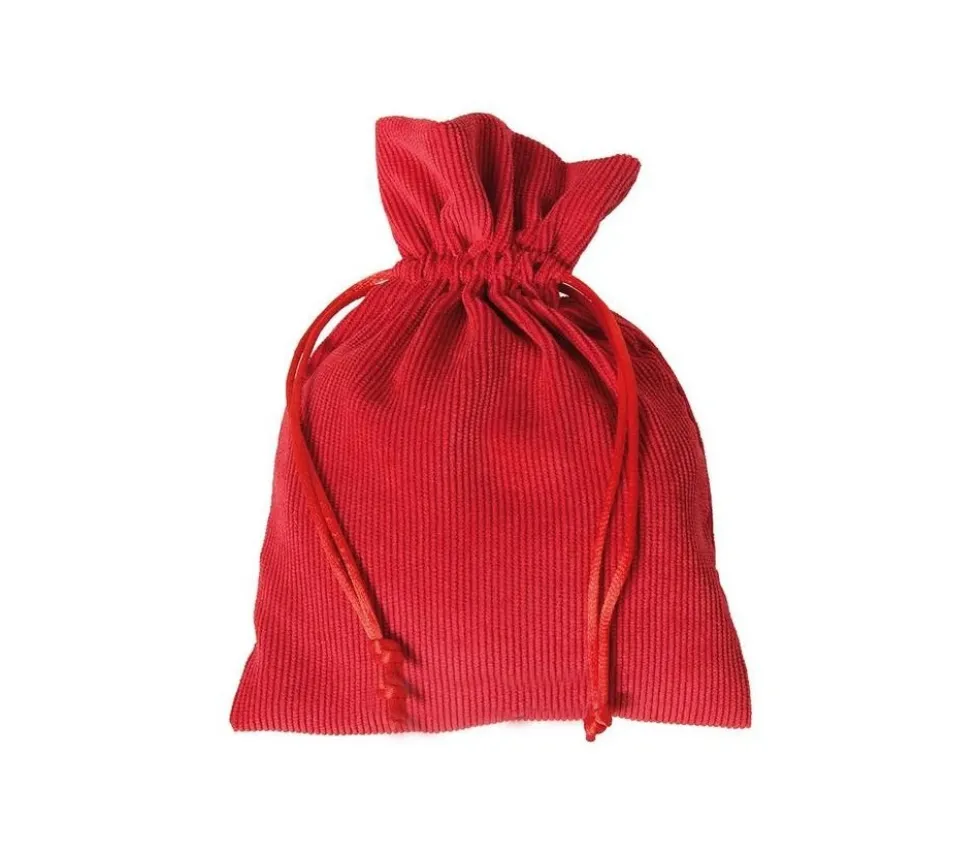 Sac 13 x 18 cm - velours épais rouge avec cordon