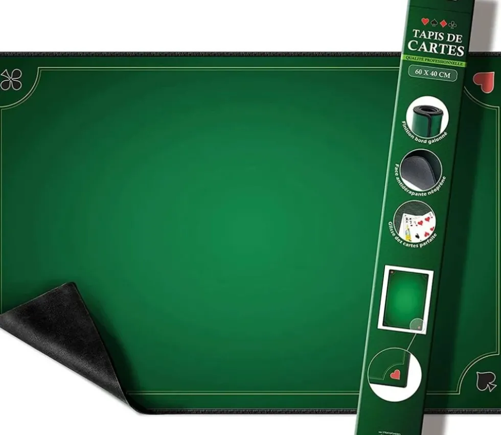 Set complet jeux traditionnels avec cartes, jetons, dés et tapis