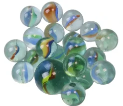 Set de 20 Billes en verre pour jeu + 1 calot en filet
