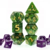 Set 7 dés GEANTS multifaces verts nacrés