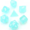 Set 7 dés multi-faces effet givré turquoise