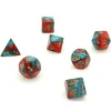 Set 7 dés multi-faces effet rouge et turquoise gemini