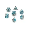 Set 7 dés multi-faces effet turquoise et argenté