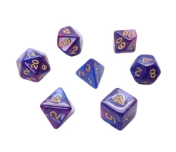 Set 7 dés multi-faces Fusion bleu et violet clair