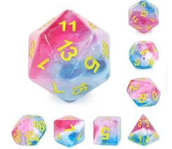 Set 7 dés multi-faces - Glacier rose