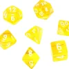 Set 7 dés multi-faces jaune translucide