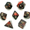 Set 7 dés multi-faces marbrés ROUGE/NOIR