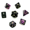 Set 7 dés multi-faces marbrés VIOLET/NOIR