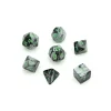 Set 7 dés multi-faces noir gris avec chiffres verts