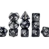 Set 11 dés multi-faces noirs nacrés (chiffres blancs)