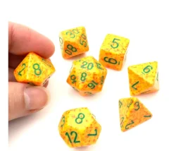 Set 7 dés multi-faces Speckled jaune rouge Lotus