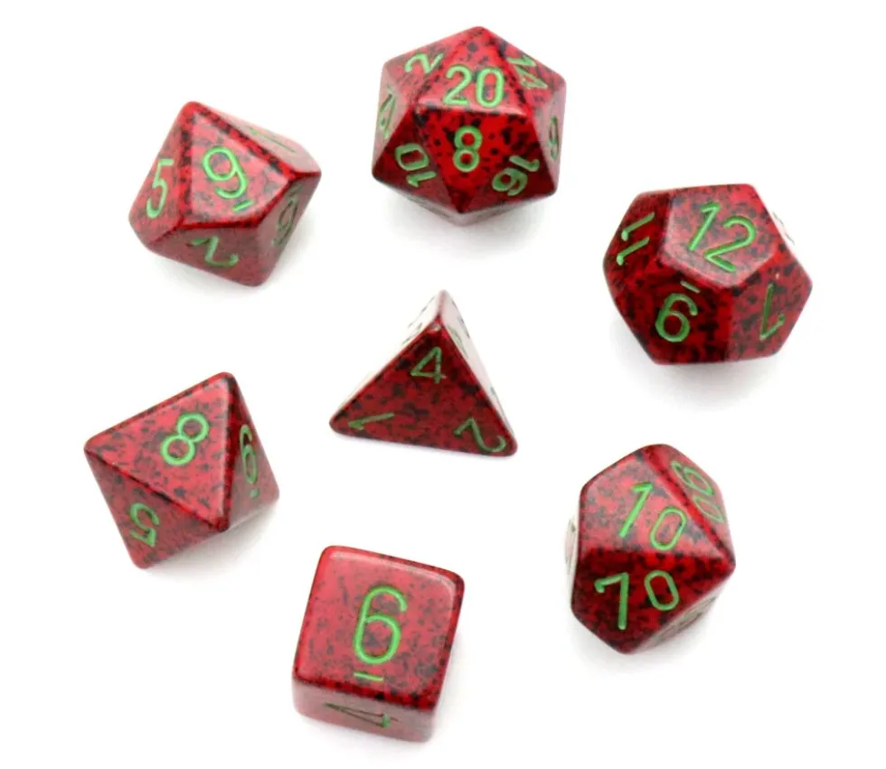 Set 7 dés multi-faces Speckled Strawberry rouge