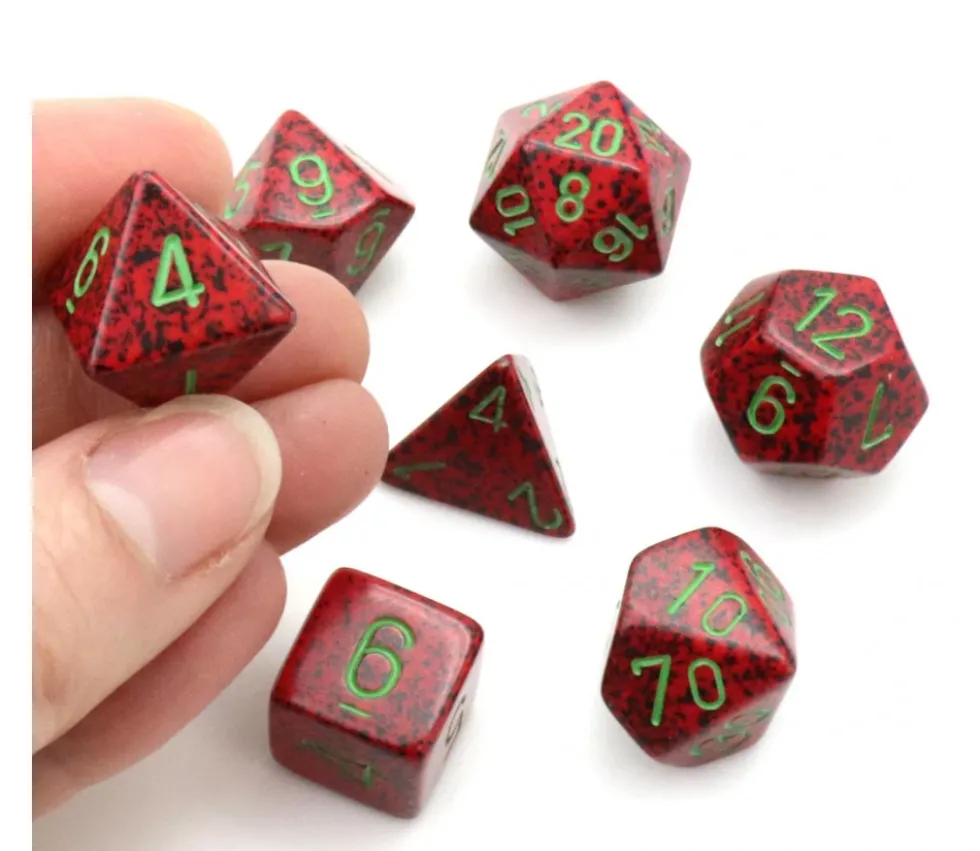 Set 7 dés multi-faces Speckled Strawberry rouge