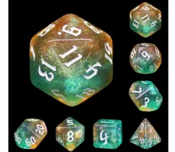Set 7 dés multi-faces - Tranquil World marron vert