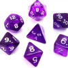 Set 7 dés multifaces translucides VIOLET