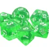 Set 7 dés multi-faces translucides émeraude vert