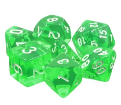 Set 7 dés multi-faces translucides émeraude vert