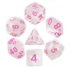 Set 7 dés multi-faces translucides roses