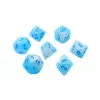 Set 7 dés multi-faces turquoise et blanc Gemini