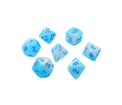 Set 7 dés multi-faces turquoise et blanc Gemini