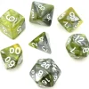 Set 7 dés multi-faces vert et argent green flow