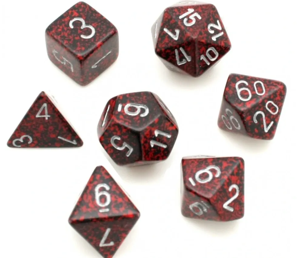 Set 7 dés multi-faces Volcano rouge noir