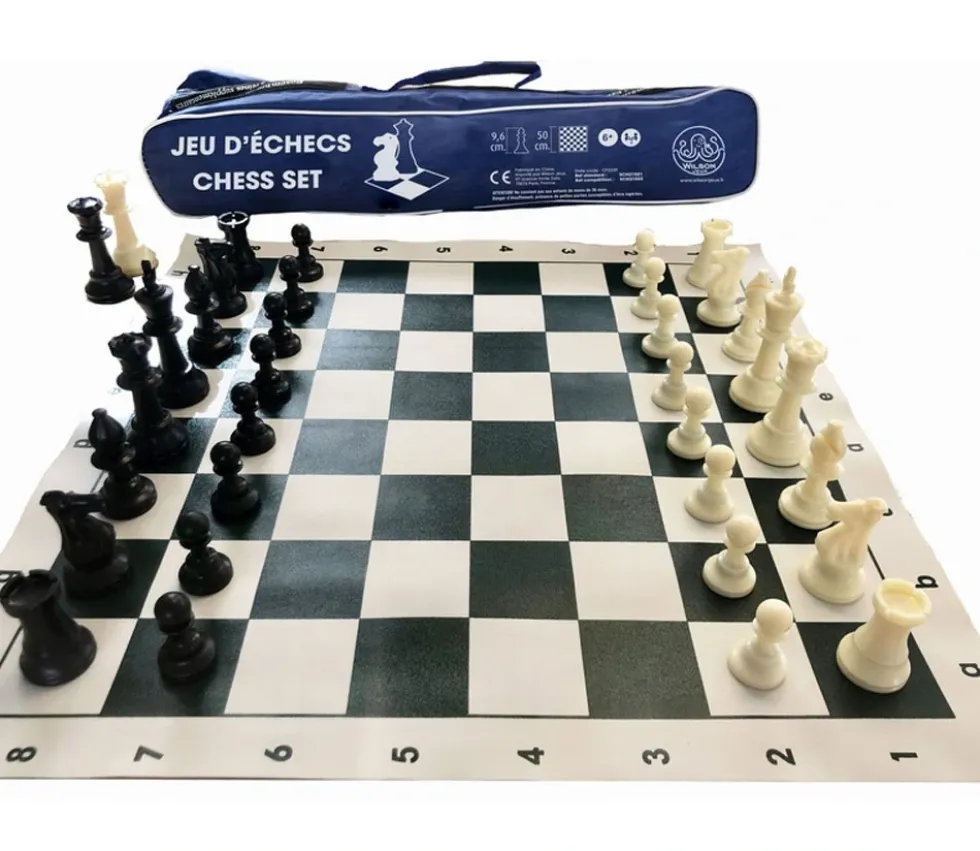 Set Jeu Echec 5 club : 32 pions + échiquier 50 cm + sac