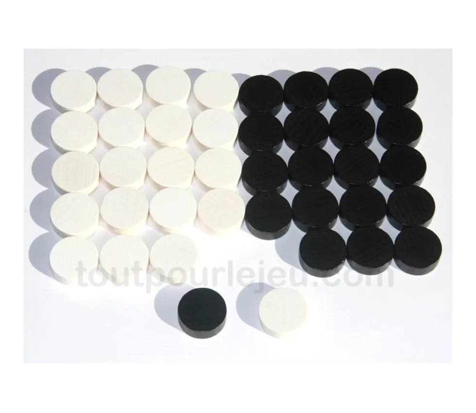 Set 30 pions de backgammon 21 mm jacquet bois