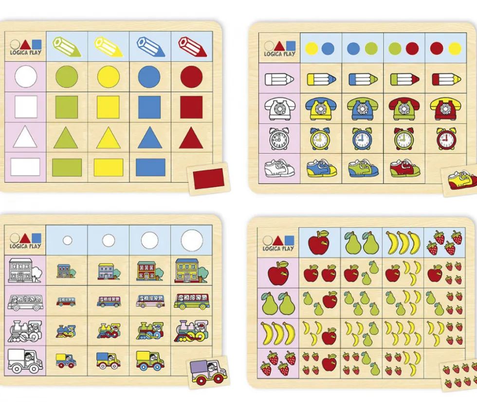 Set 4 plateaux de logique en bois - Jeux éducatifs