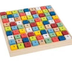 Sudoku en bois carrés couleurs et chiffres