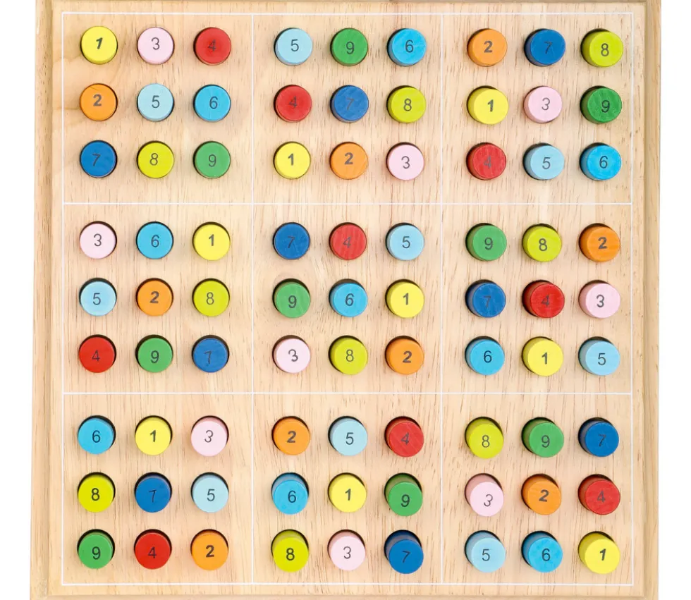 Sudoku en bois couleurs et chiffres