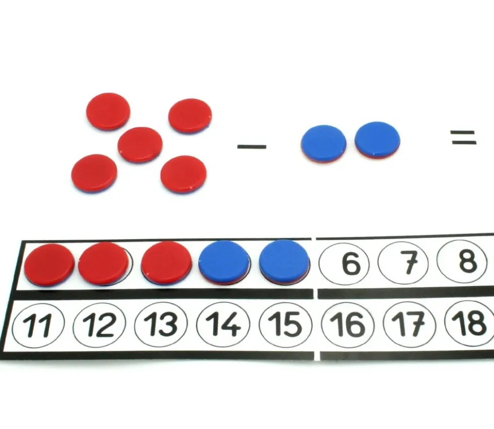 Tableau de calcul de 1 à 20 + 32 jetons bicolores signes mathématiques