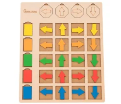Tableau de logique en bois couleurs et orientation - Jeu éducatif