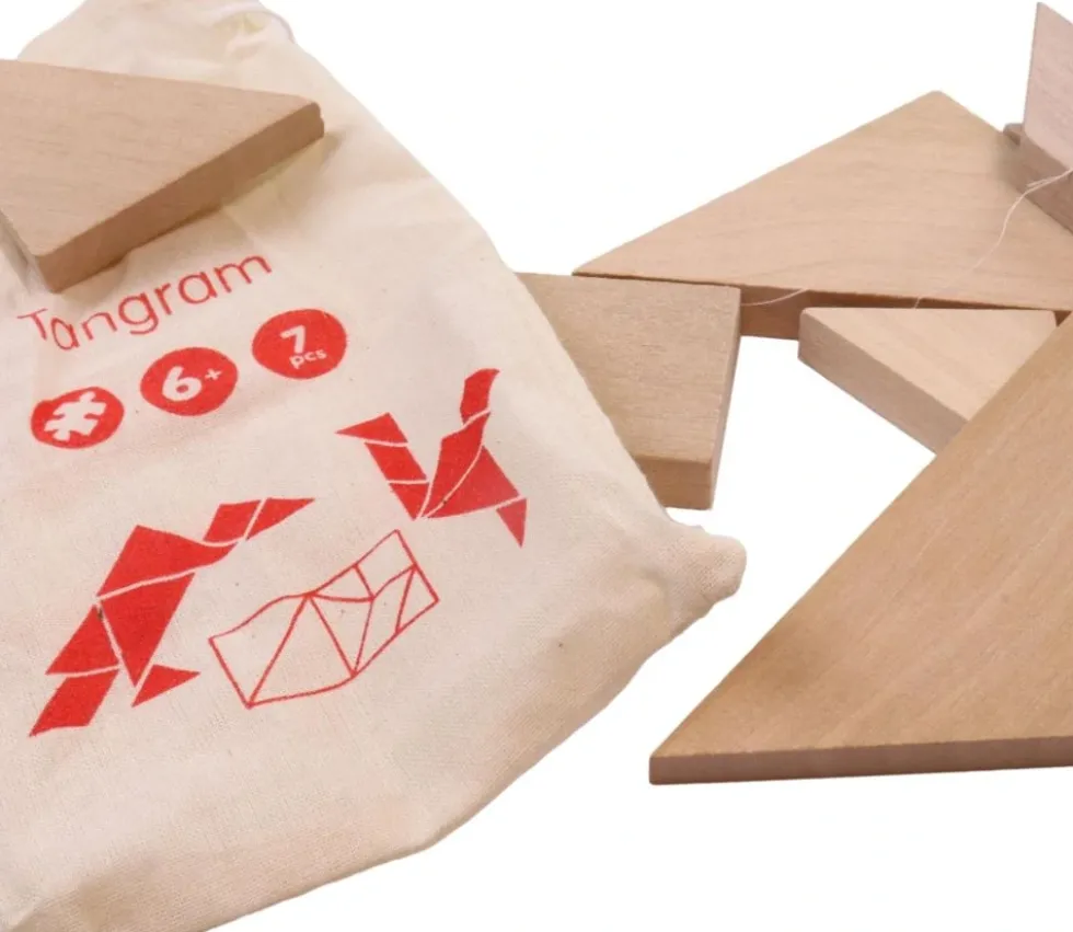 Tangram carré puzzle en bois naturel
