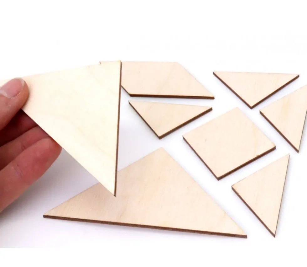 Tangram en bois brut CP de 10 x 10 cm - jeu à décorer