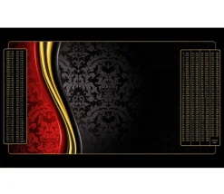 Tapis Belote 100 X 60 cm noir rouge et or grille Points joueurs