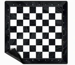 Tapis échec néoprène 50 cm noir/blanc échiquier
