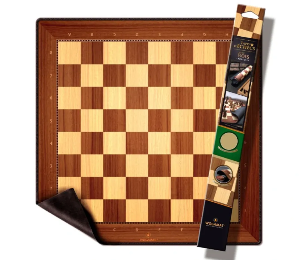 Tapis d'échecs 50 x 50 cm style bois