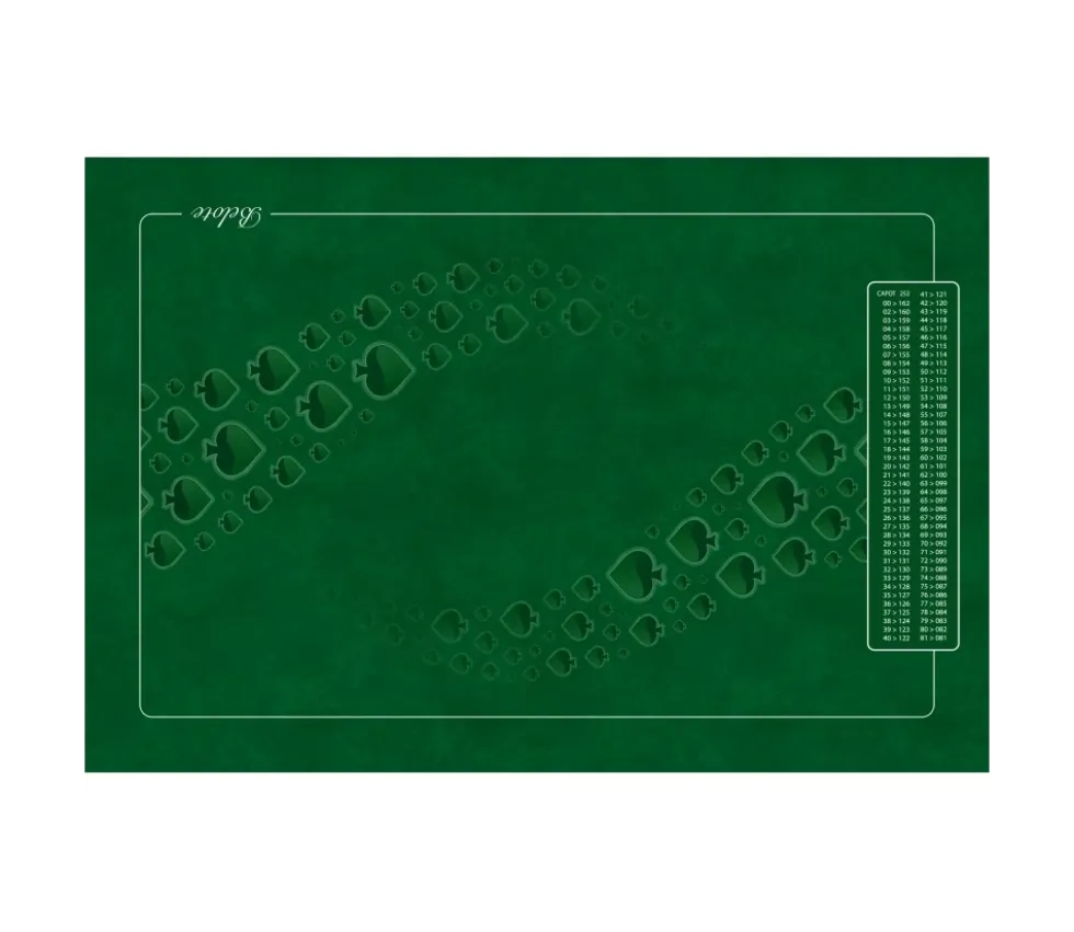 Tapis de cartes Belote 40 x 60 cm grille point 4 joueurs vert