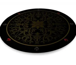 Tapis de cartes rond 60 cm noir arabesques