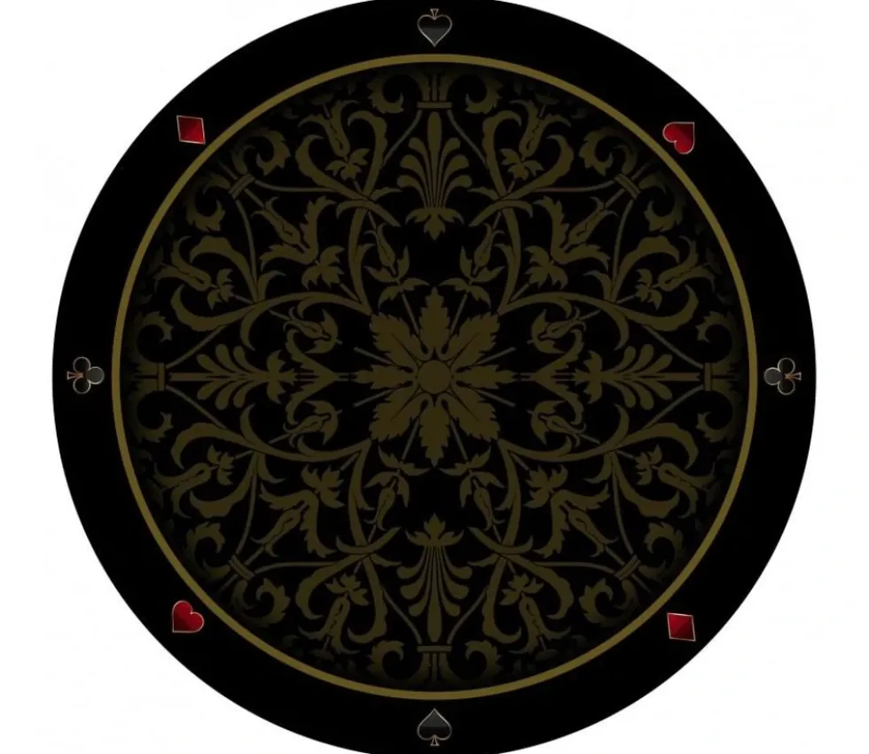 Tapis de cartes rond 100 cm noir arabesques