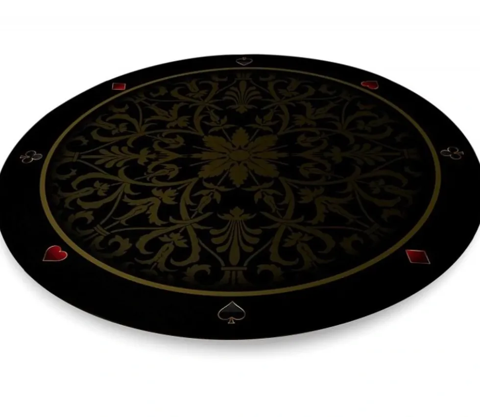 Tapis de cartes rond 100 cm noir arabesques