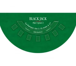 Tapis de jeu BlackJack vert 140 x 70 mm