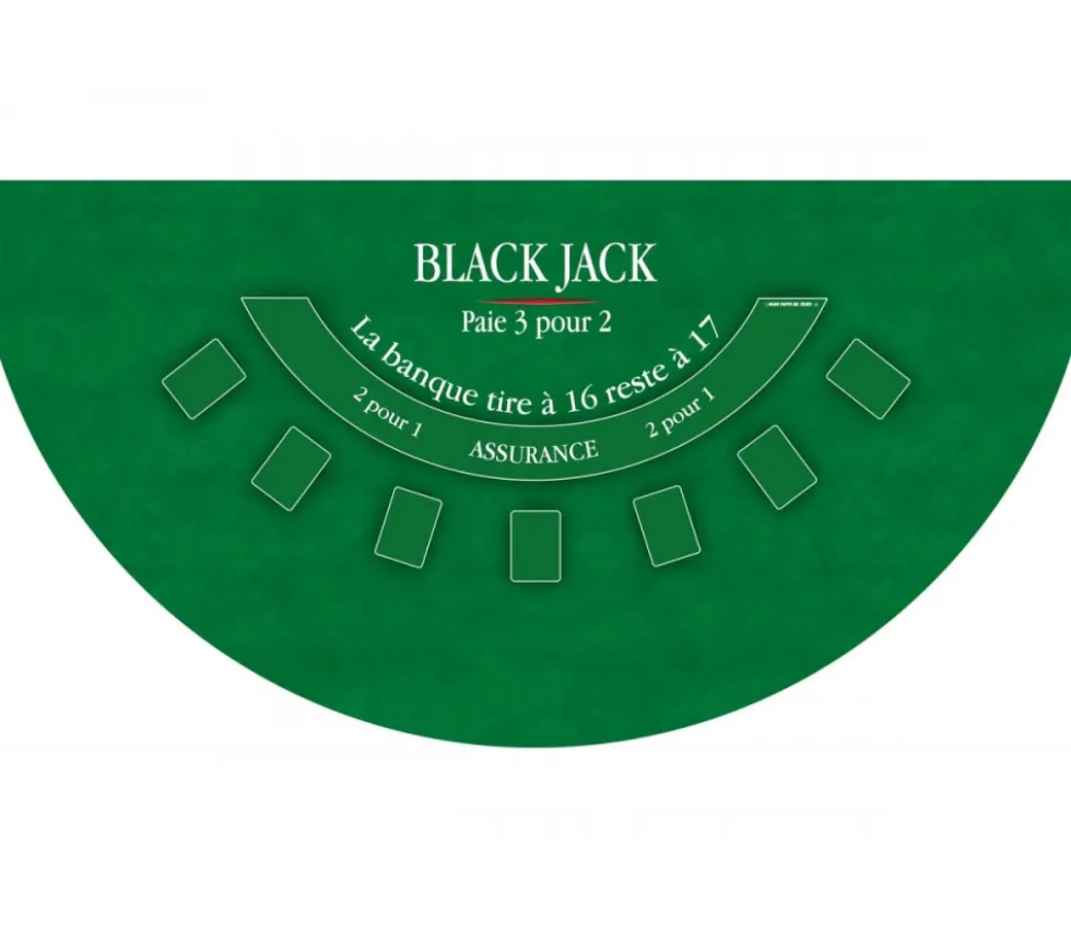 Tapis de jeu BlackJack vert 140 x 70 mm