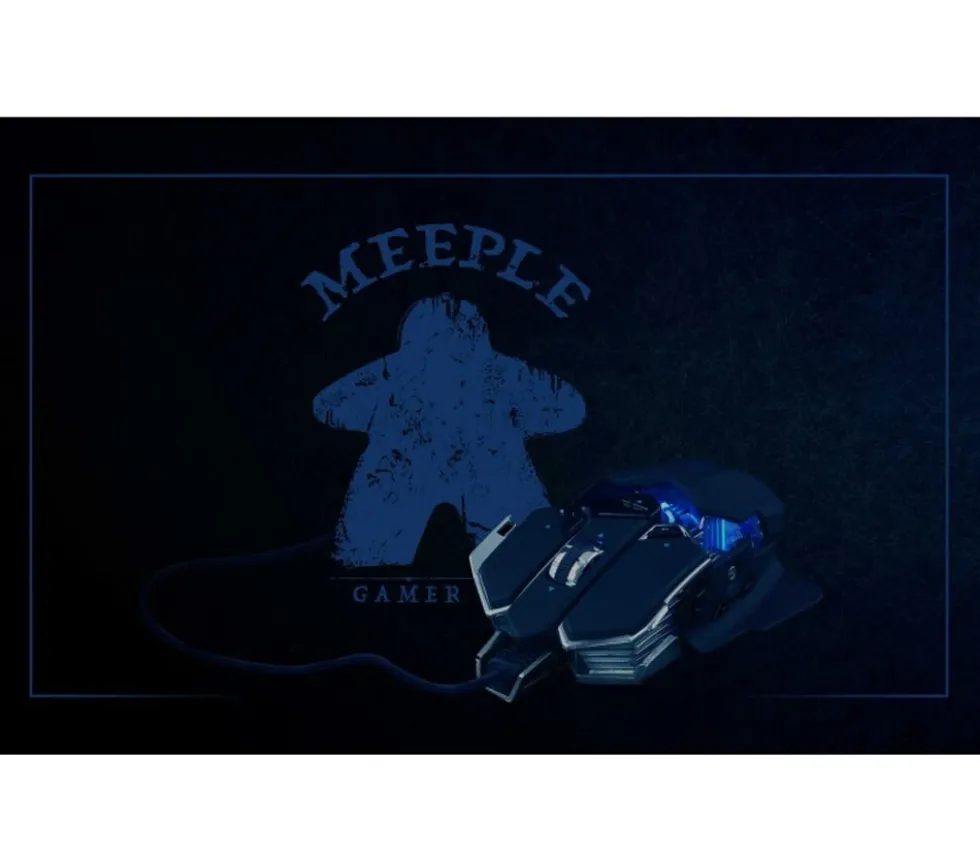 Tapis de Jeu Bureau Gaming 100 x 60 cm Meeple bleu gamer